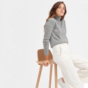 Everlane The Cashmere Turtleneck Sweater, Heather Gray, Size Large